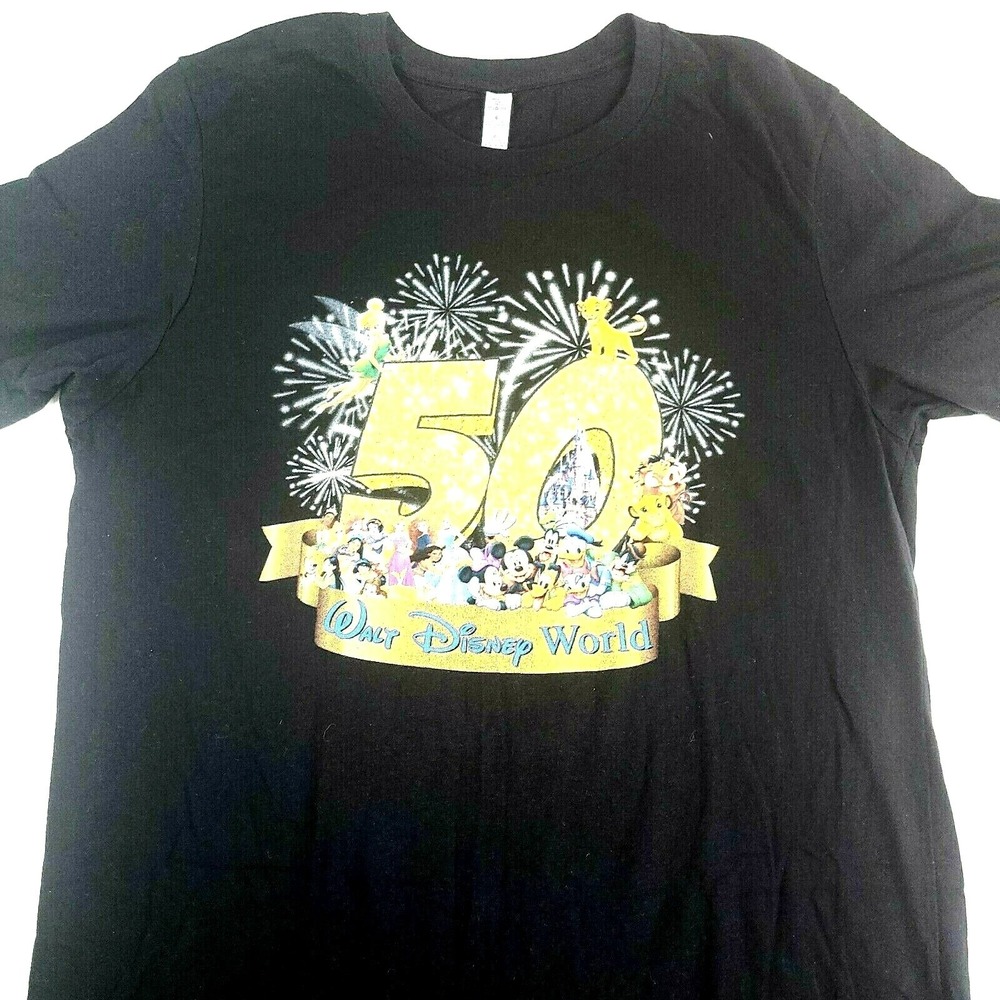 Walt Disney World 50th Anniversary Mickey‎ Mouse Ringer T-Shirt Size Large Black